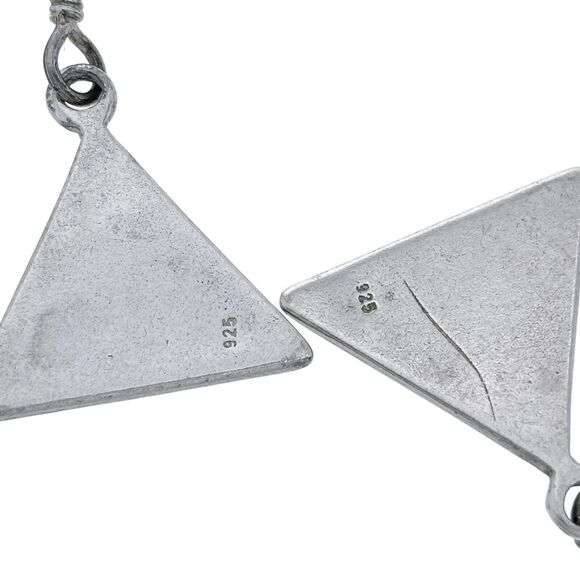 Vintage Sterling Silver 925 Geometric Triangle Dangle Earrings - Picture 3 of 5